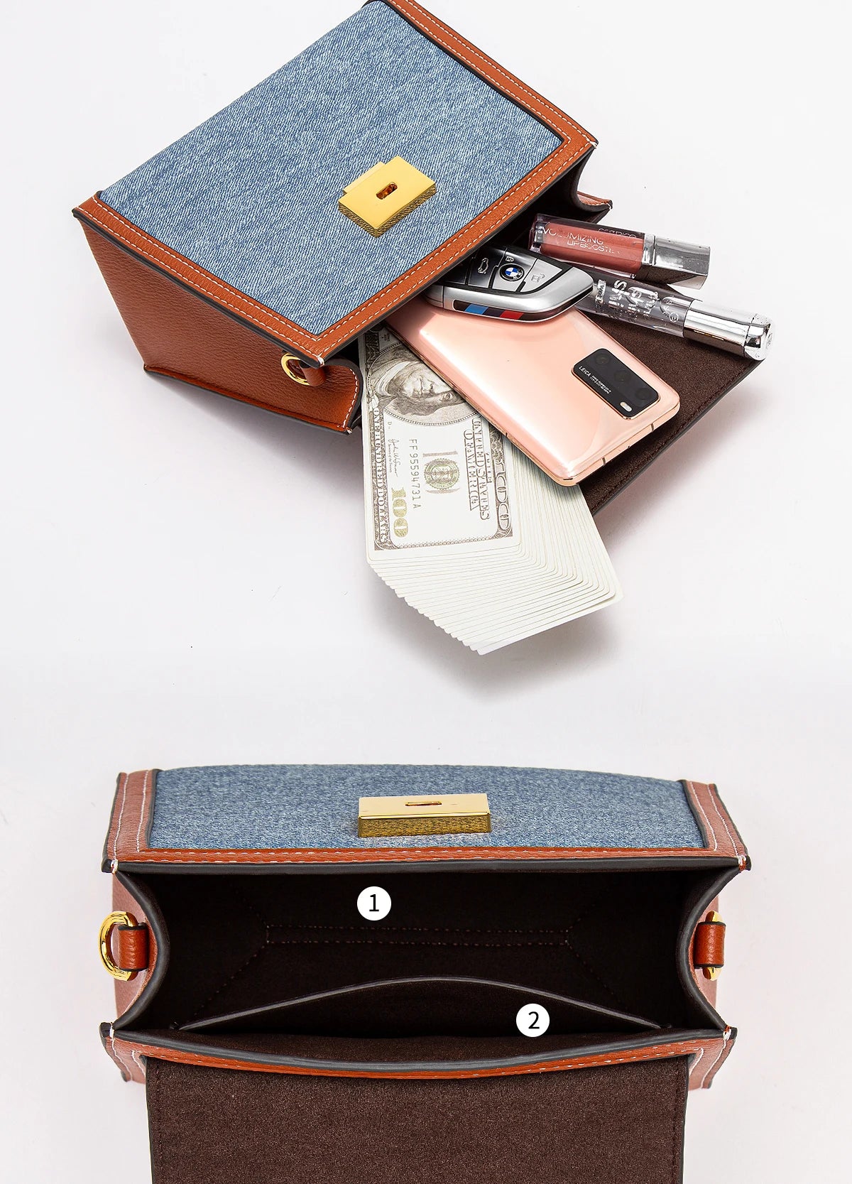 Women’s Denim Shoulder Bag – Simple Saddle Style Trendy flip square design with a casual denim look. Versatile and perfect for everyday wear.