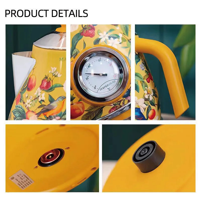 1.7L Retro Electric Kettle – 1850W
Stylish yellow design with built-in thermometer and auto shut-off. Made from 304 stainless steel for safe, fast boiling.