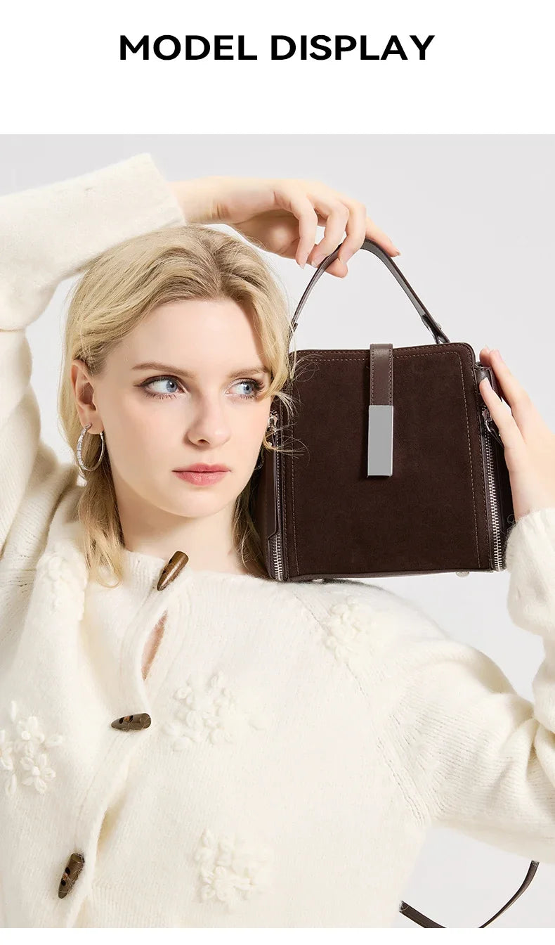 Winter Vintage Suede Leather Women’s Bag – Luxury Cowhide Design Elegant shoulder and crossbody handbag with a timeless vintage look. Soft, durable, and perfect for stylish winter wear.