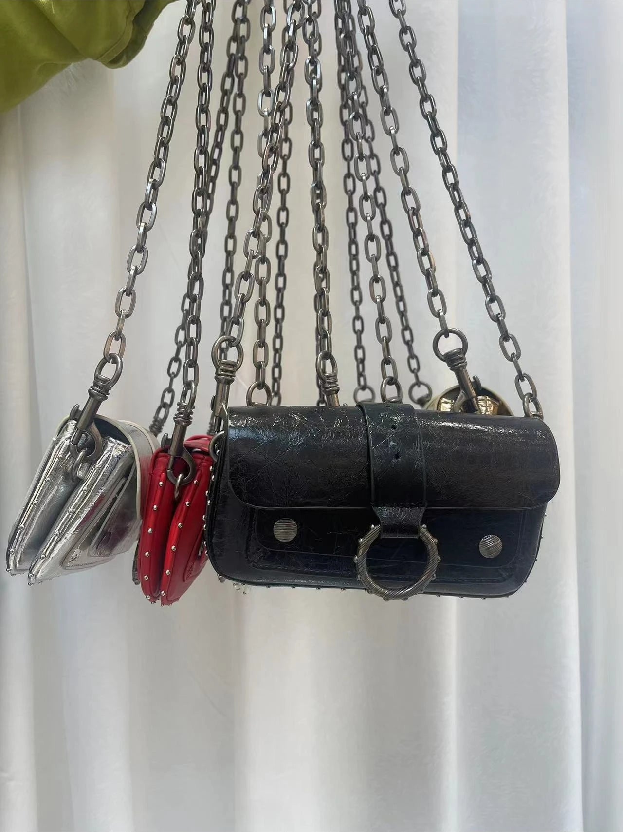 Multi-Color French Design Mini Waist Bag Classic Rivet Style Chic round design with a simple, versatile look. Compact and stylish, perfect for everyday wear.