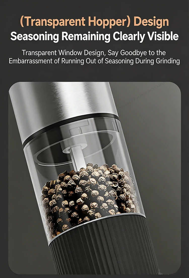Electric Salt and Pepper Grinder Automatic Rechargeable Pepper Mill Shakers Adjustable Coarseness Kitchen Appliances