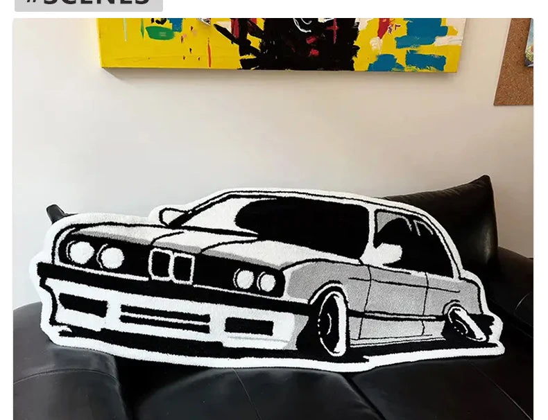 Bedroom Carpet Boys Room Decoration Rug Car Shape Floor Mat Car Lover Gifts for Boy Home Decor Bedside Mats Soft Fluff Shaggy