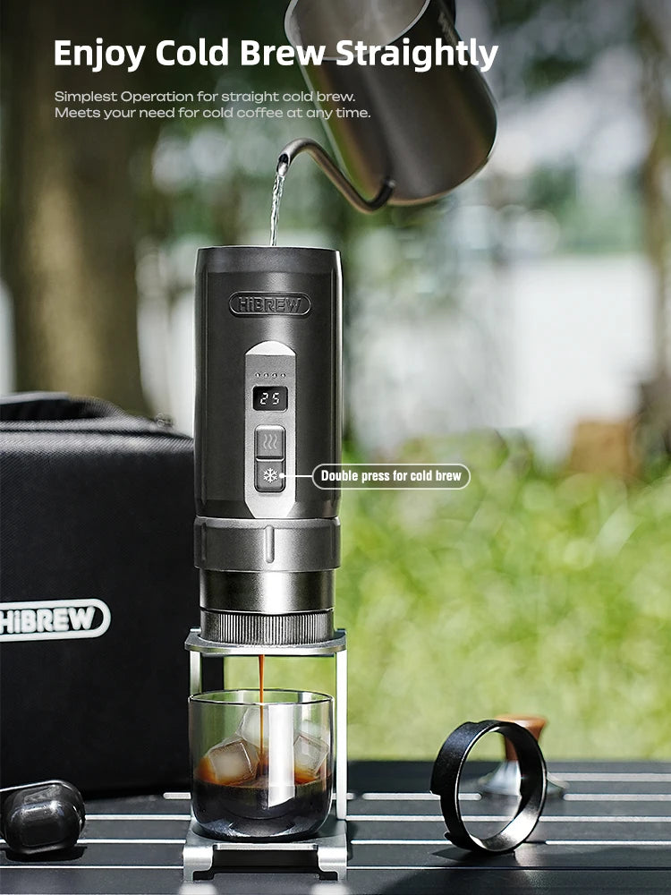 HiBREW H4C Portable Espresso Coffee Machine Wireless Heating Removable Battery Barista Ground Coffee Bottomless Extraction