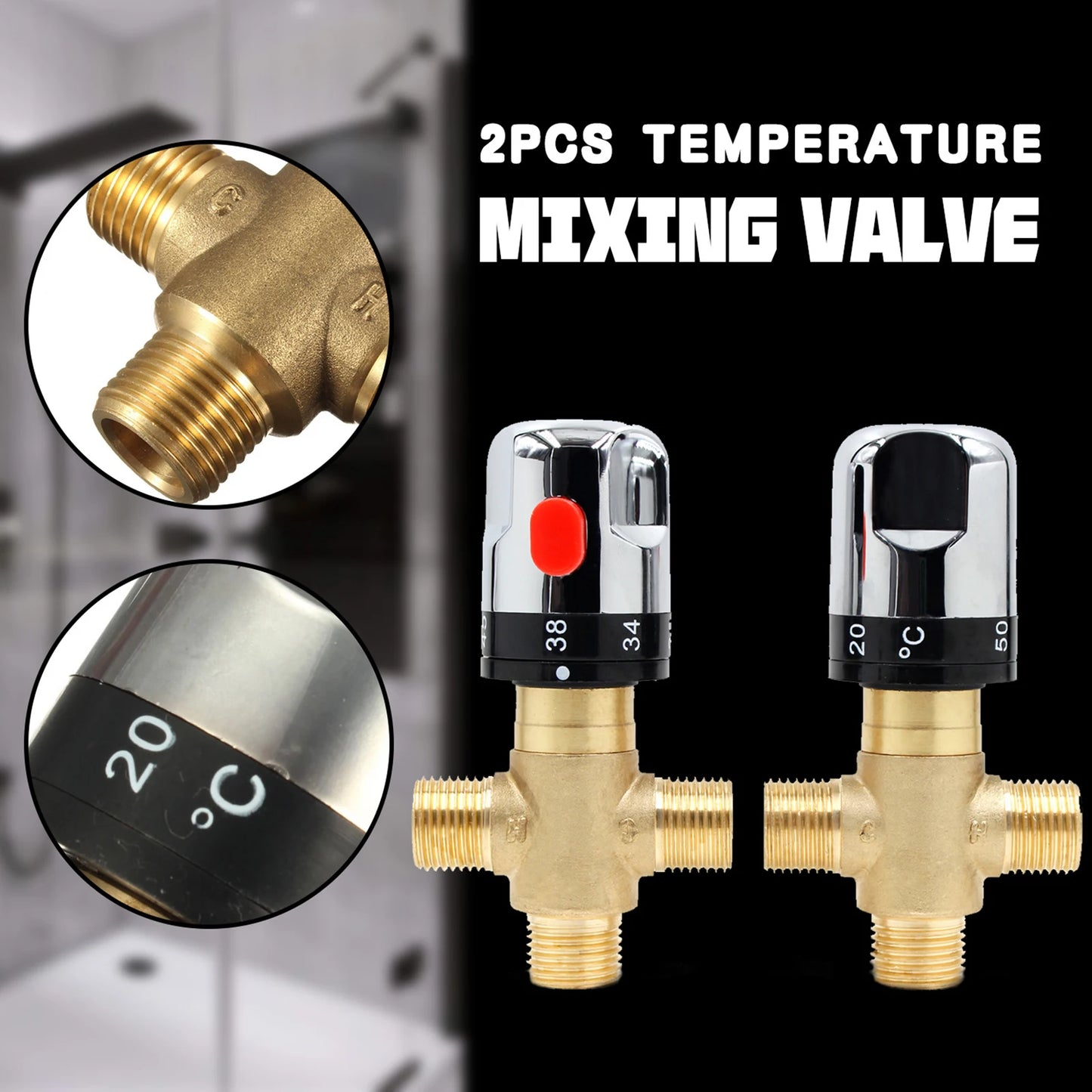 Brass Thermostatic Valve Temperature Control G1/2 Plumbing Fixtures Bathroom Faucet Thermostatic Mixer for Kitchen Showers Home
