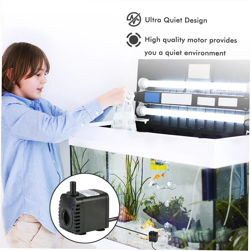 600L/H 8W Submersible Pond Water Pump for Aquarium Tabletop Fountains Pond Water Gardens and Hydroponic Systems with 2 Nozzles
