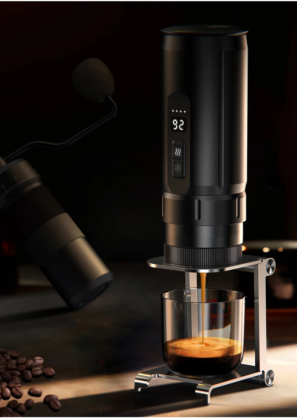 HiBREW H4C Portable Espresso Coffee Machine Wireless Heating Removable Battery Barista Ground Coffee Bottomless Extraction