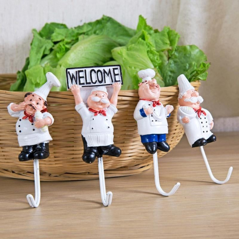 1Pc Kitchen Creative Chef Cartoon Storage Rack Hooks Wall Hanger Kitchen Hooks for Utensils Wall Hooks Kitchen Accessories