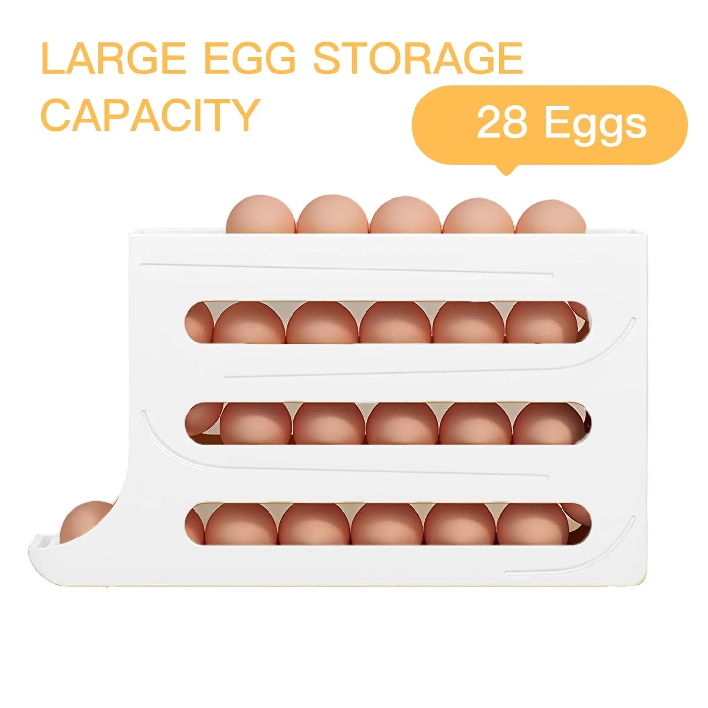 NASAN Egg Holder Egg Dispenser Auto Rolling Egg Tray Storage Organizer Space-Saving Egg Roller Rack 4 Tier Rolling Egg Holders