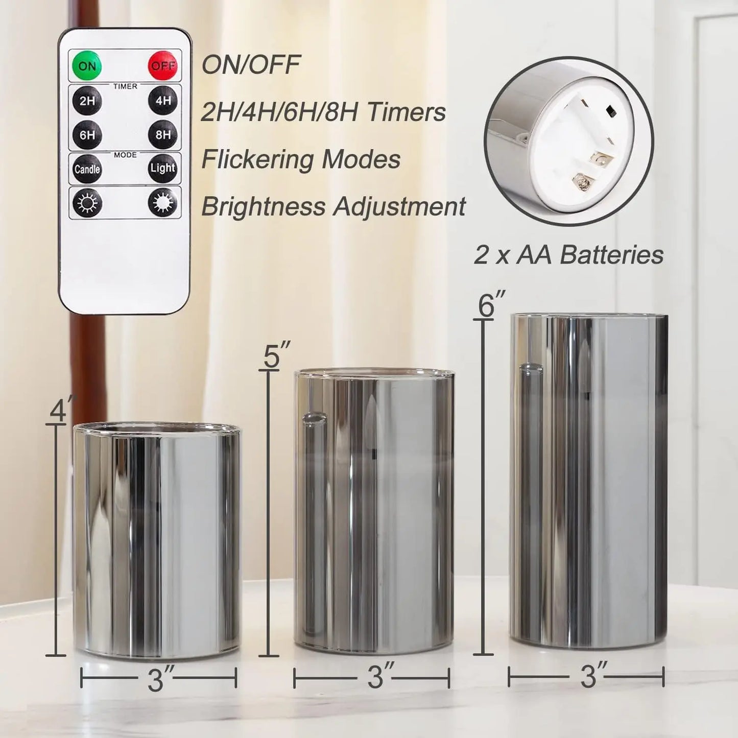 3PCS Flickering Flameless Candles with Remote Control and Timer Battery Operated LED Candles for Romantic Ambience Home Decor