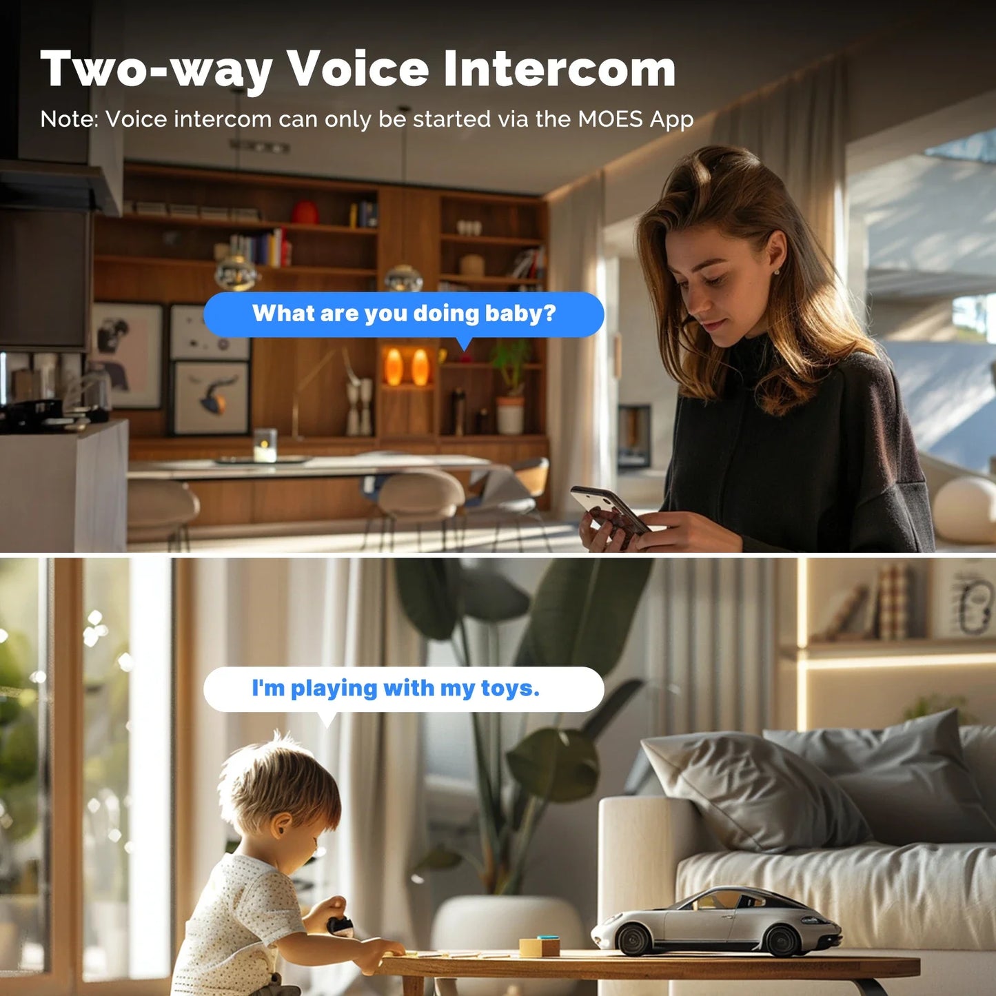 Moes Tuya WiFi Smart Indoor Camera 8MP Dual Screen Lens Auto Track Two-Way Motion Detection Audio 2.4G/5G Infrared Night Vision