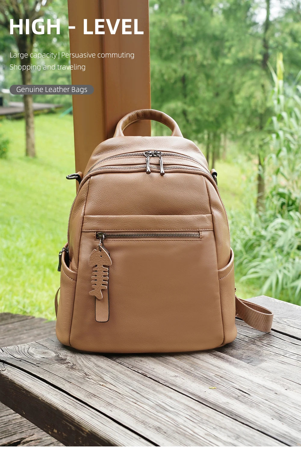 Soft Leather Women’s Backpack Large Capacity Crafted from premium cowhide leather with wide shoulder straps and multiple pockets. Stylish, durable, and perfect for everyday use.