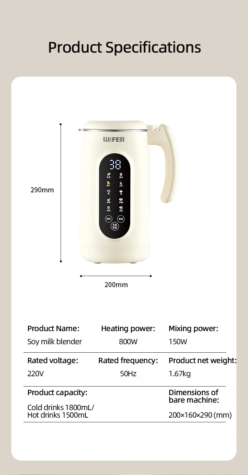 Automatic Soy Milk Machine Electric Juicer Blender Multifunctional Wall Breaking Machine Soybean Milk Maker Breakfast Machine