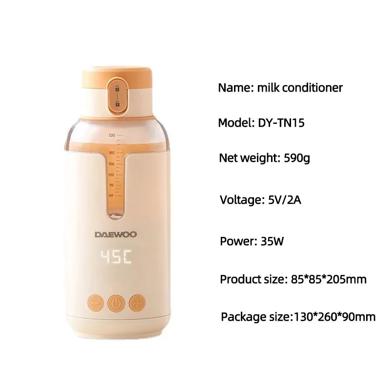 Wireless Milk Conditioner Portable Kettle USB Rechargable Water Bottle LED Display Thermos Cup Portable Heating Cup Milk Warmer