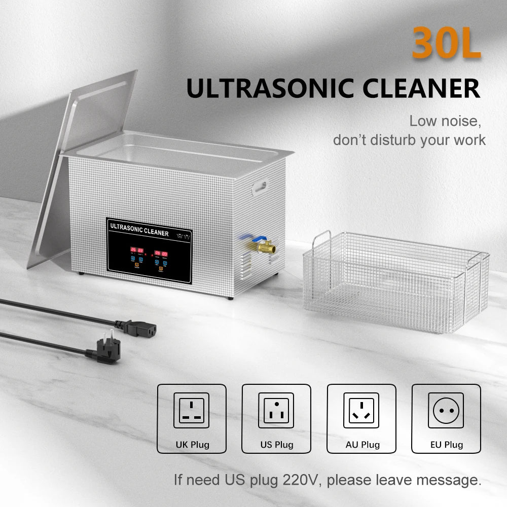 2L 3L 4L 6L 10L 15L 22L 30L Digital Ultrasonic Bath 600W Heater Timer Degas Clean Basket Ultrasound Cleaner Cleaning Tool