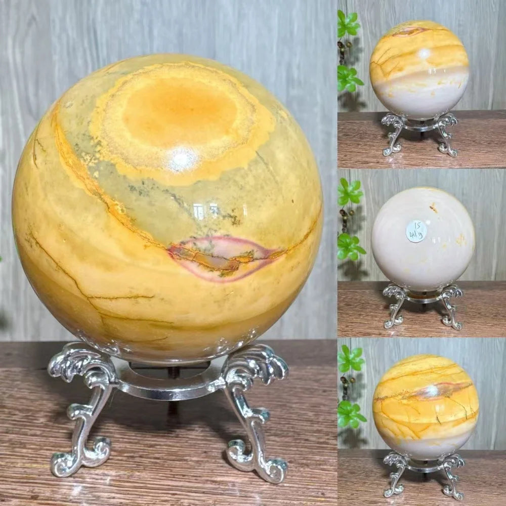 Natural Mookaite Geode Crystal Sphere – Unique Décor Raw cracked stone design with stand. Perfect for home décor, Reiki energy, and meaningful gift ideas.