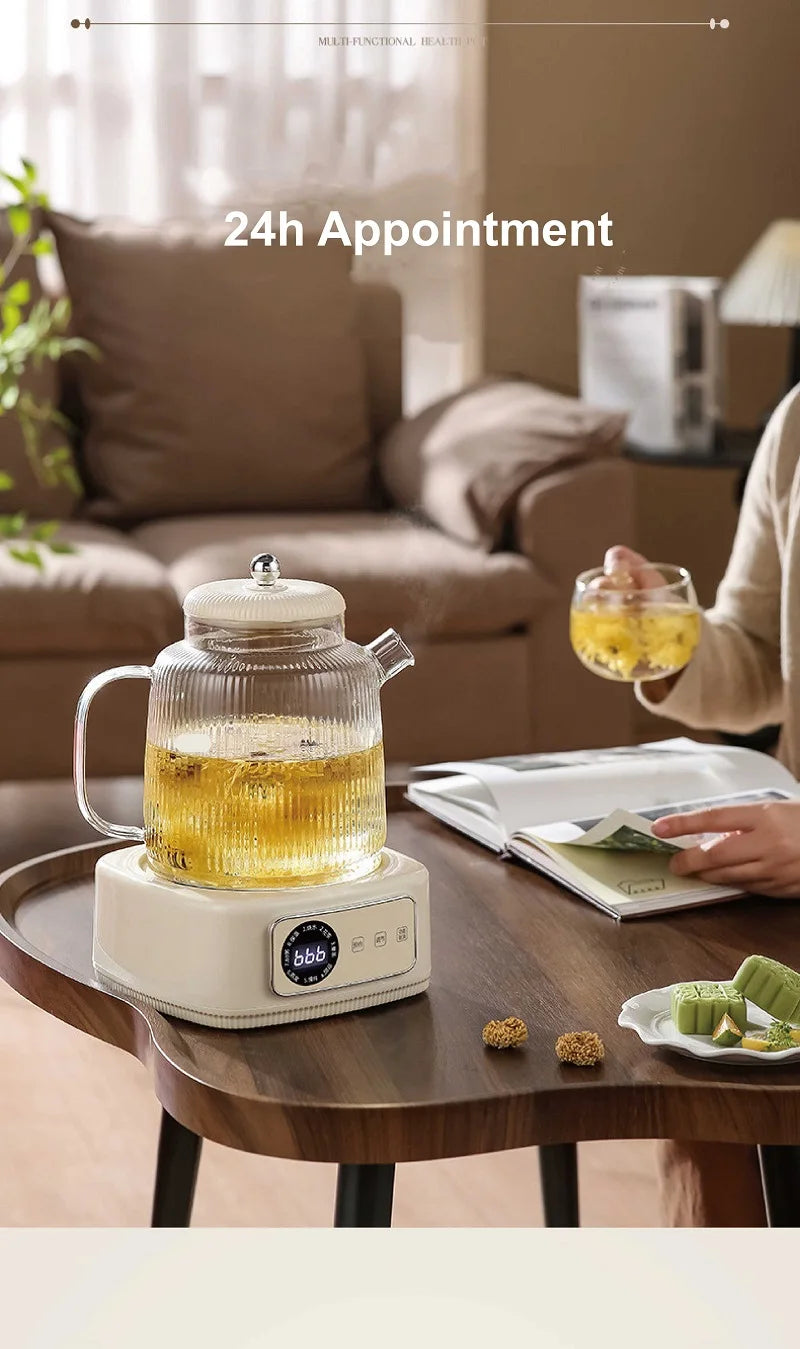 1.5L Health Kettle Temperature Adjust Glass Tea Maker MultiFunction Office Appointment Flower Teapot Portable Electric Hot Cup