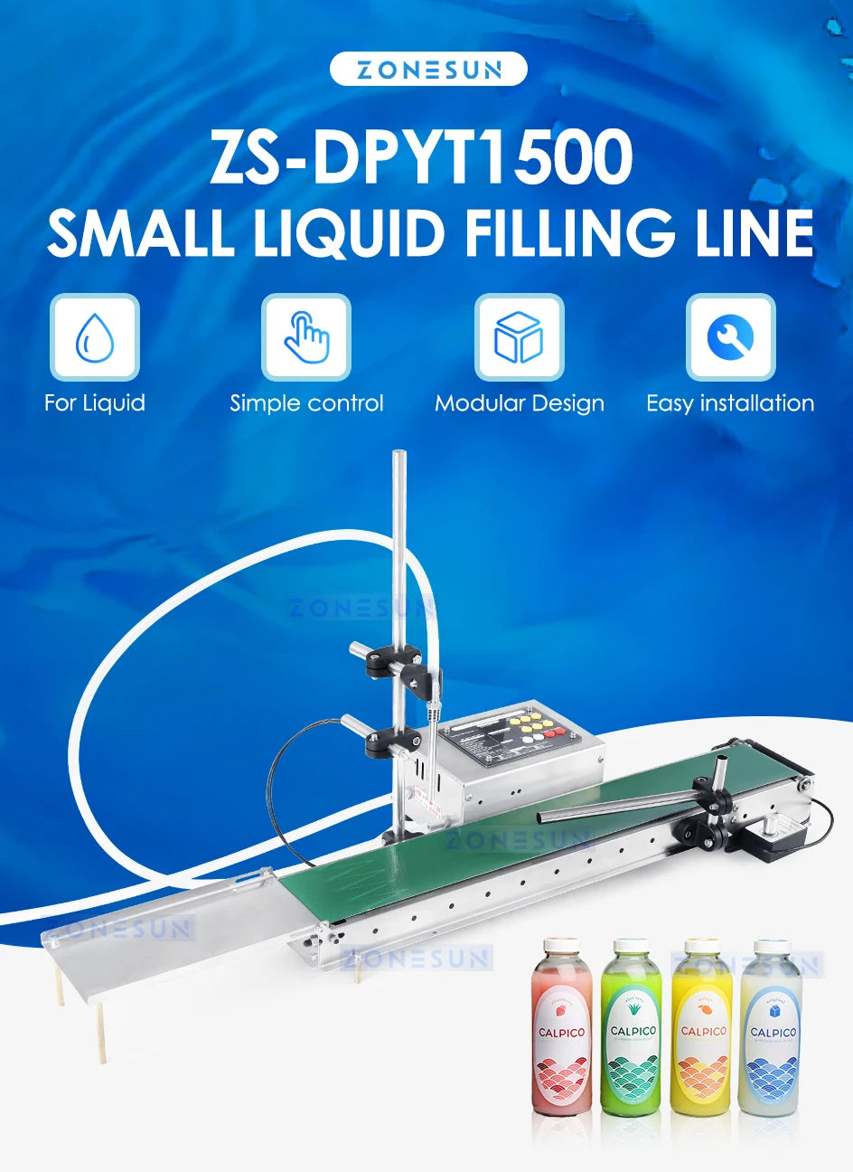 ZONESUN Automatic Perfume Oil Filter Beverage Water Bottle High Precision Heat Resistance Liquid Filling Machine ZS-DPYT1500
