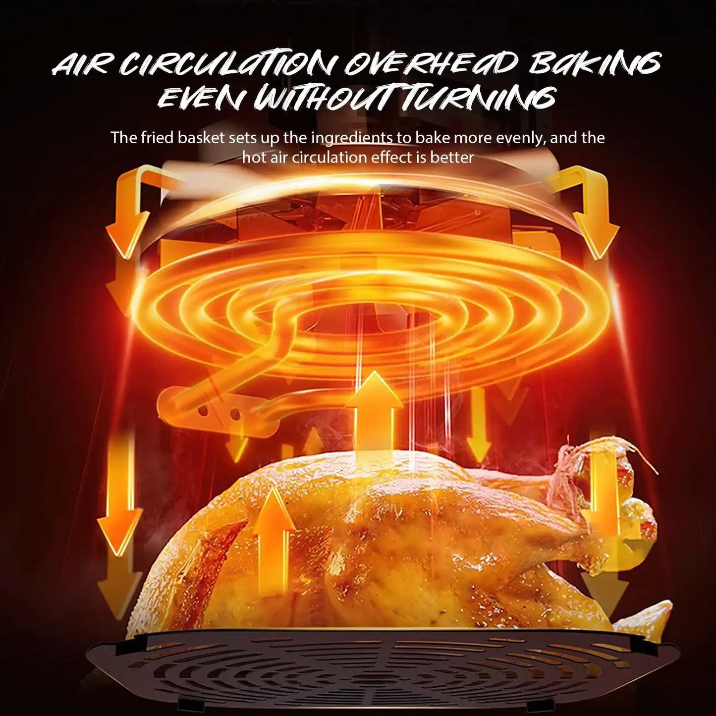 8L Stainless Steel Visible Large Capacity Electric Air Fryer, Multi-function Air Oven, LED Touch Screen,210 ° High Temperature