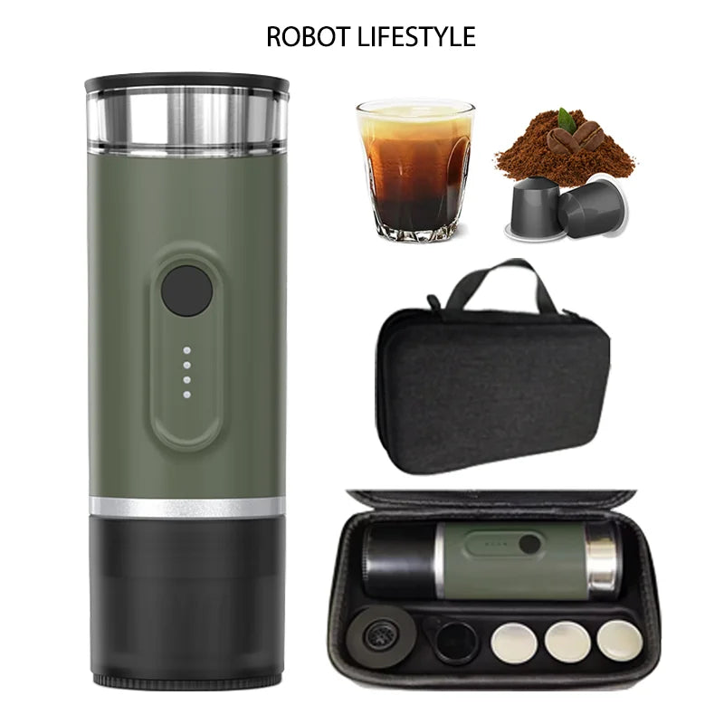 Portable Coffee Maker with 2-In-1 System Heating Water  Large-capacity Battery 9000mAh  for Outdoor Camping Travel  Hotel Office