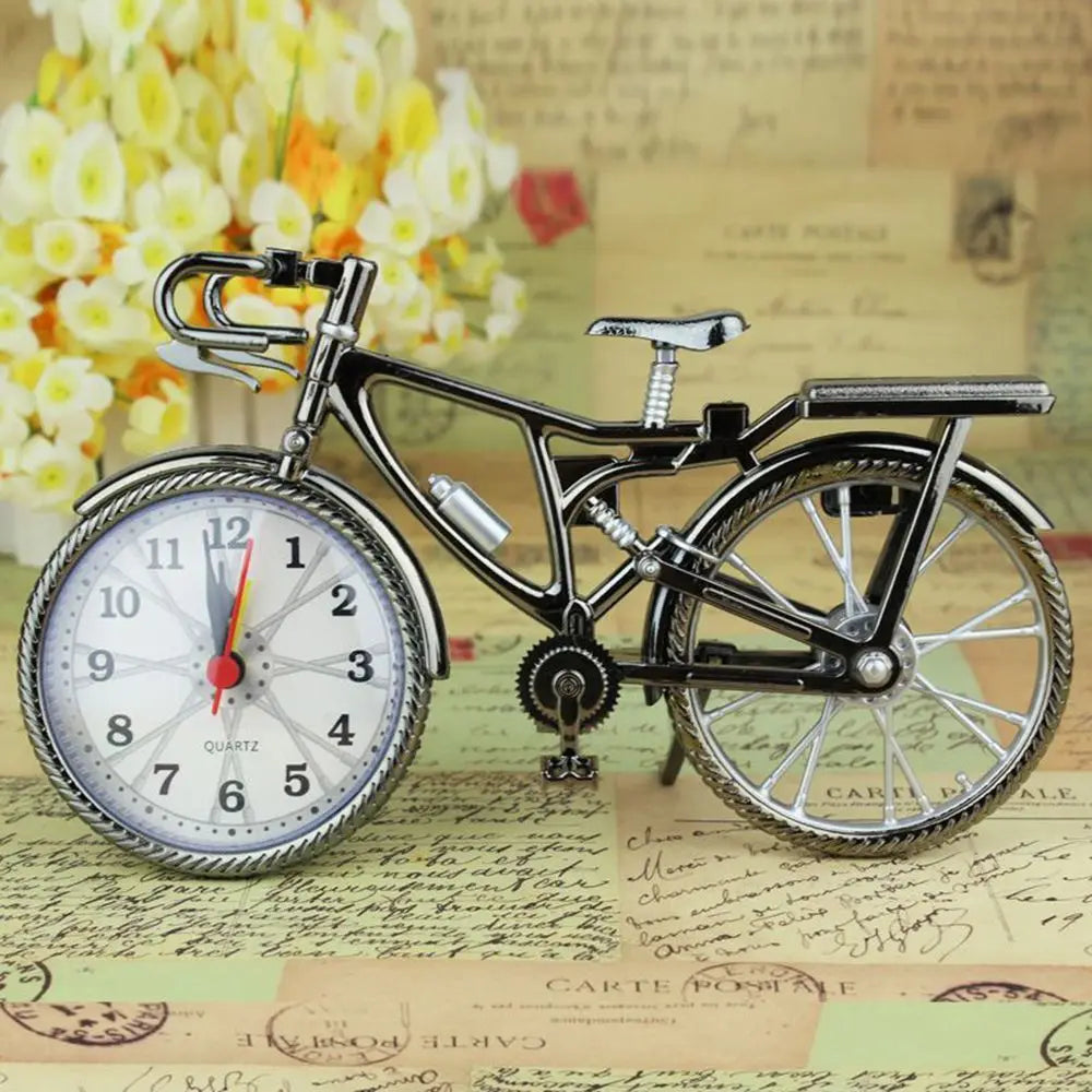 Cool Luxury Creative Retro Novelty Bicycle Model Alarm Clock Desk Home Bedroom Decoration Stand Clock Gift