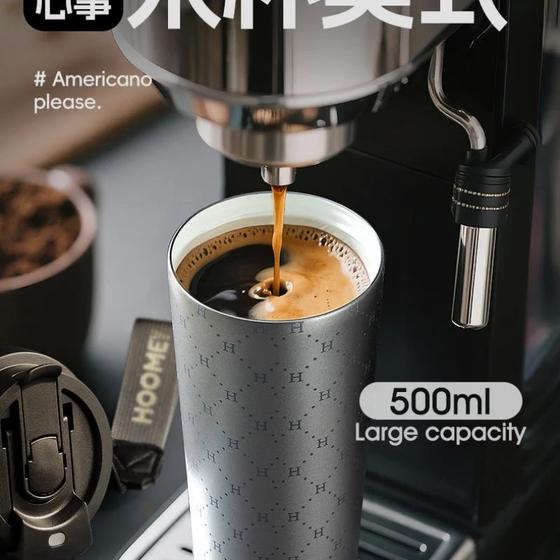 Insulated Coffee Mug with Ceramic Coating Travel Mug with Leak-proof Straw Lid Vacuum Double-wall Tumbler Thermal Cup Keep Cold