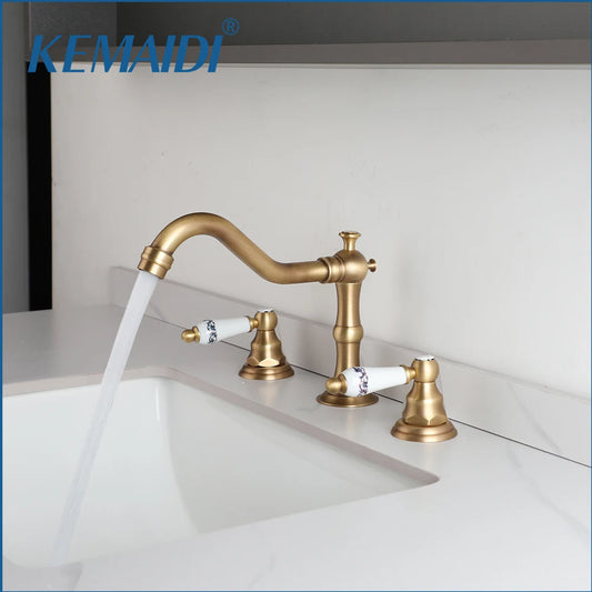 Bathroom Basin Faucet Set – Double-Handle Deck-Mounted
Includes 3-piece brass and chrome taps for hot and cold water. Stylish and durable mixer faucet set for bathtubs and sinks.
