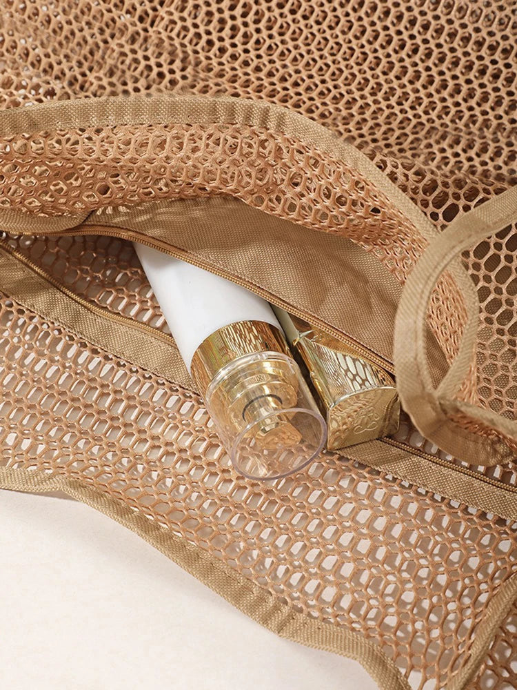 Beach Bag  Mesh Tote Bag  for Travel Pool Family Beach Vacation Cruise Essentials Organizer Storage Bags