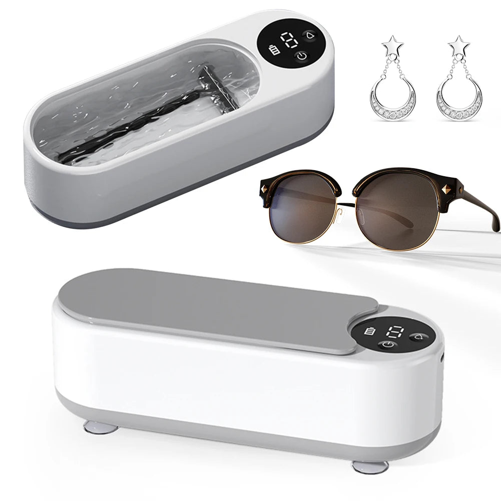 Ultrasonic Jewelry Cleaner Machine Portable Glasses Cleaner Retainer Cleaner Machine High Frequency Vibration for Coins Dentures