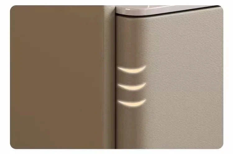 Smart Bedside Table, Solid Wood with Faux Leather Features 3 drawers, wireless charging, and side storage. Stylish and functional nightstand for modern bedrooms.