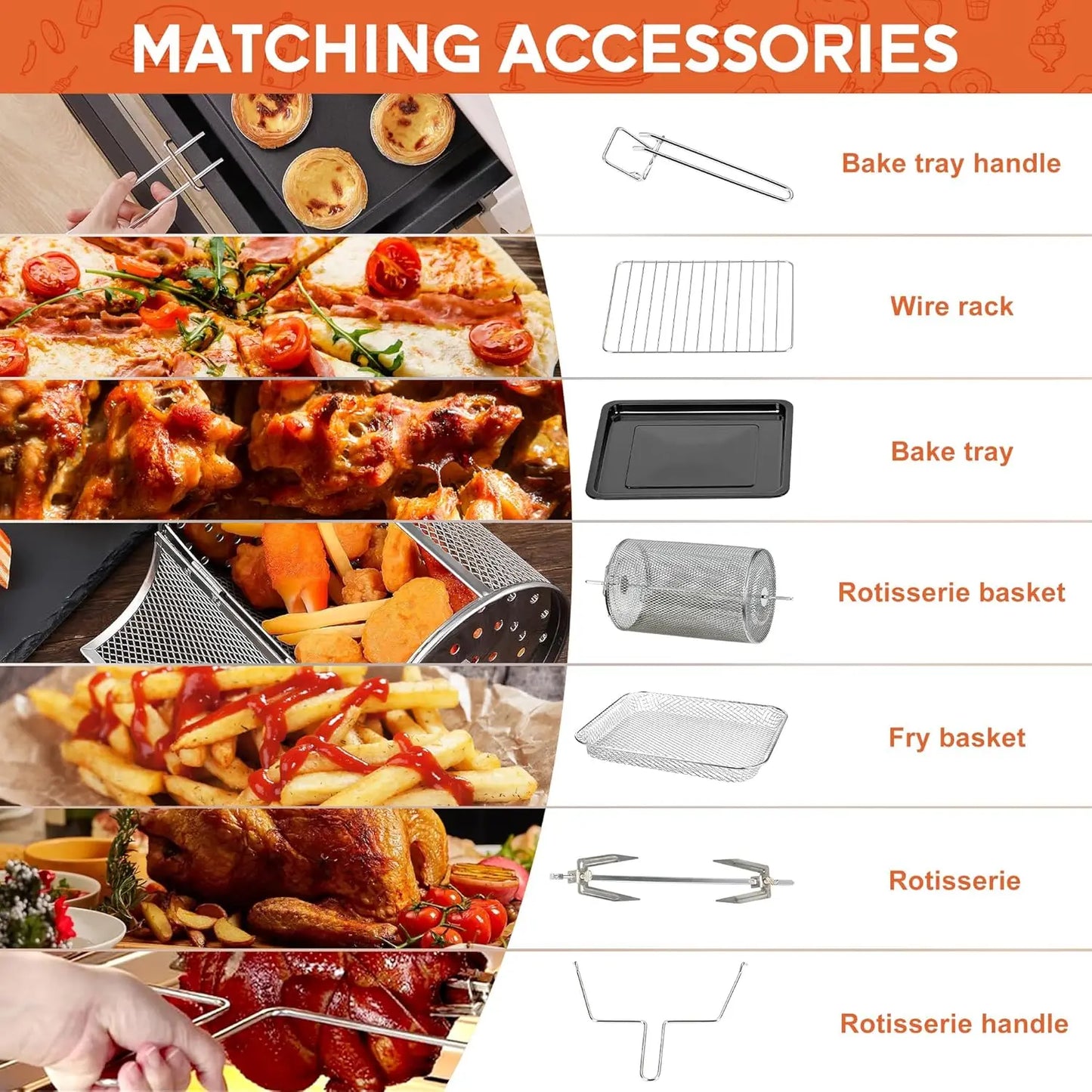 Karinear 36L Air Fryer Oven, 1700W Stainless Steel Airfryer 10 in 1 Countertop Oven, Double-layered Glass Door, Accessory Set
