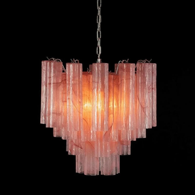 Art Deco Stained Glass Tube Chandelier – Luxury Ceiling Pendant Light Elegant lighting fixture perfect for kitchen islands, dining rooms, or any upscale interior space. Adds a touch of sophistication and style.