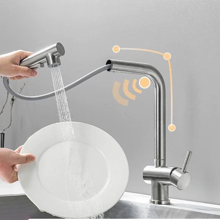 White Touch Kitchen Sink Faucets Hot Cold Pull Out Kitchen Sink Mixer Tap 304 Stainless Steel Sensor Touch on Kitchen Faucet