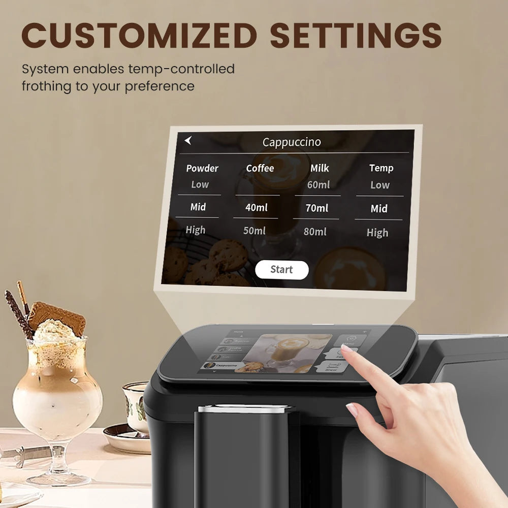 Mcilpoog WS-D5  Automatic Coffee Machine - Smart Wi-Fi , 12 Coffee Varieties, Touchscreen & Built-In Frother/1.5L Tank for Home