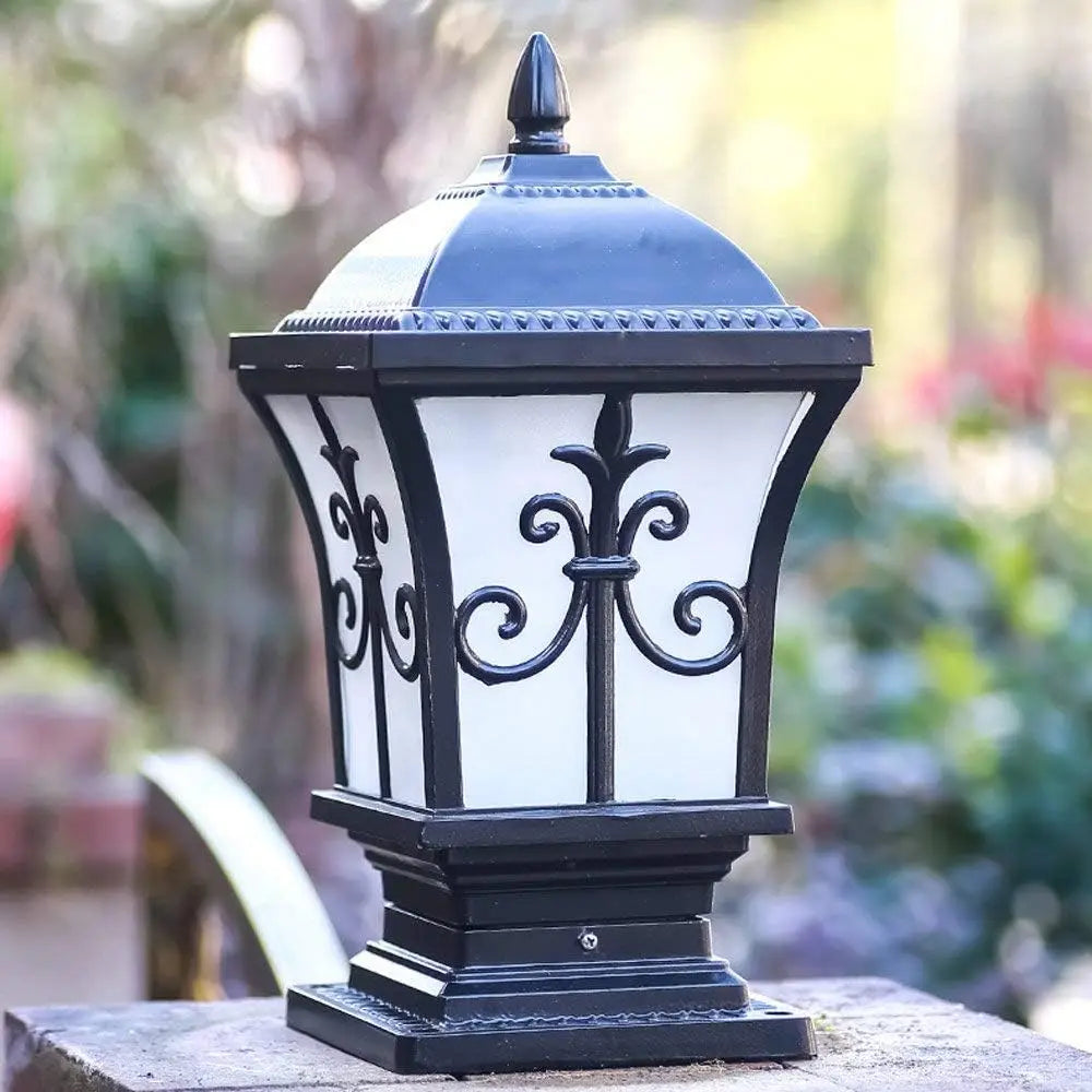 LED Solar Pillar Light Remote Control Retro Lantern Waterproof Outdoor Porch Column Lamp Night Light Garden Fence Decoration