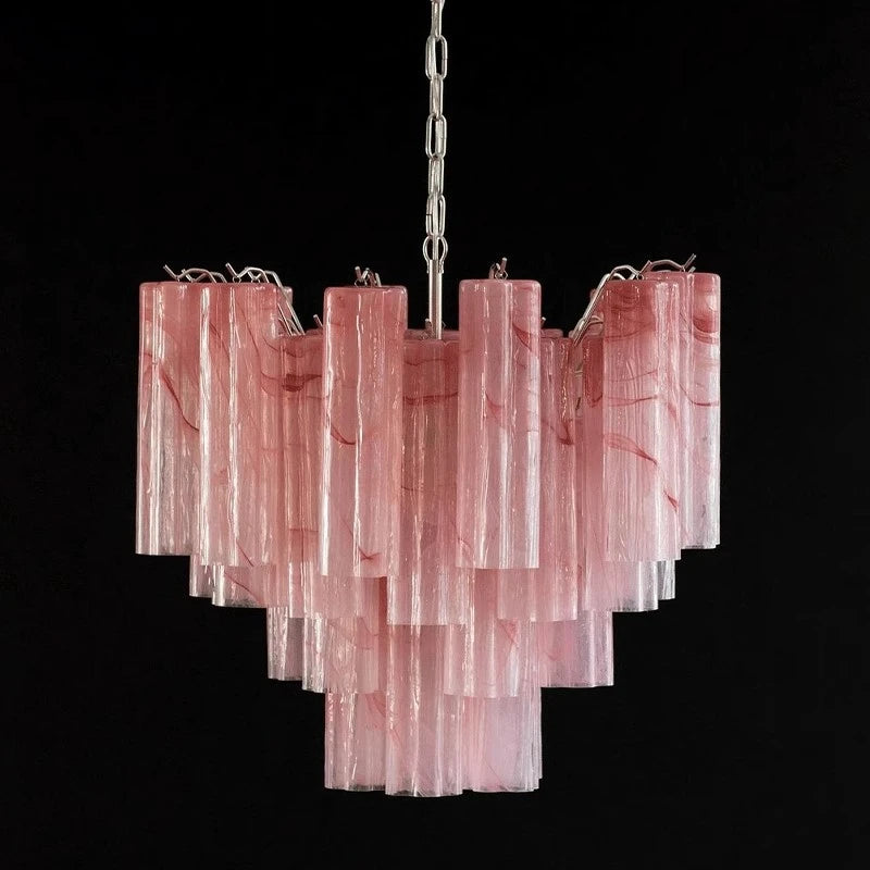 Art Deco Stained Glass Tube Chandelier – Luxury Ceiling Pendant Light Elegant lighting fixture perfect for kitchen islands, dining rooms, or any upscale interior space. Adds a touch of sophistication and style.