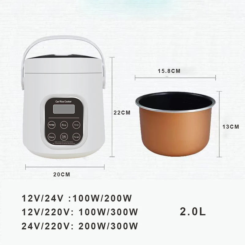 Car rice cooker 12v 24V 220V car home dual use self-driving portable rice cooker 24v truck smart rice cooker lunch box
