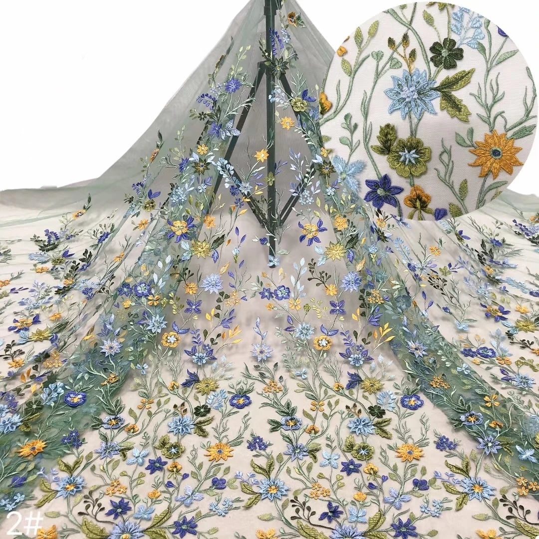 Quite Beautiful Africa Multi Color Fabric 3D Flower High Quality 2024 Embroidery Net Lace Rich Senegalese Wedding Party Dress