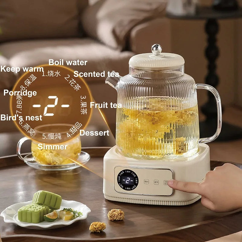 1.5L Health Kettle Temperature Adjust Glass Tea Maker MultiFunction Office Appointment Flower Teapot Portable Electric Hot Cup