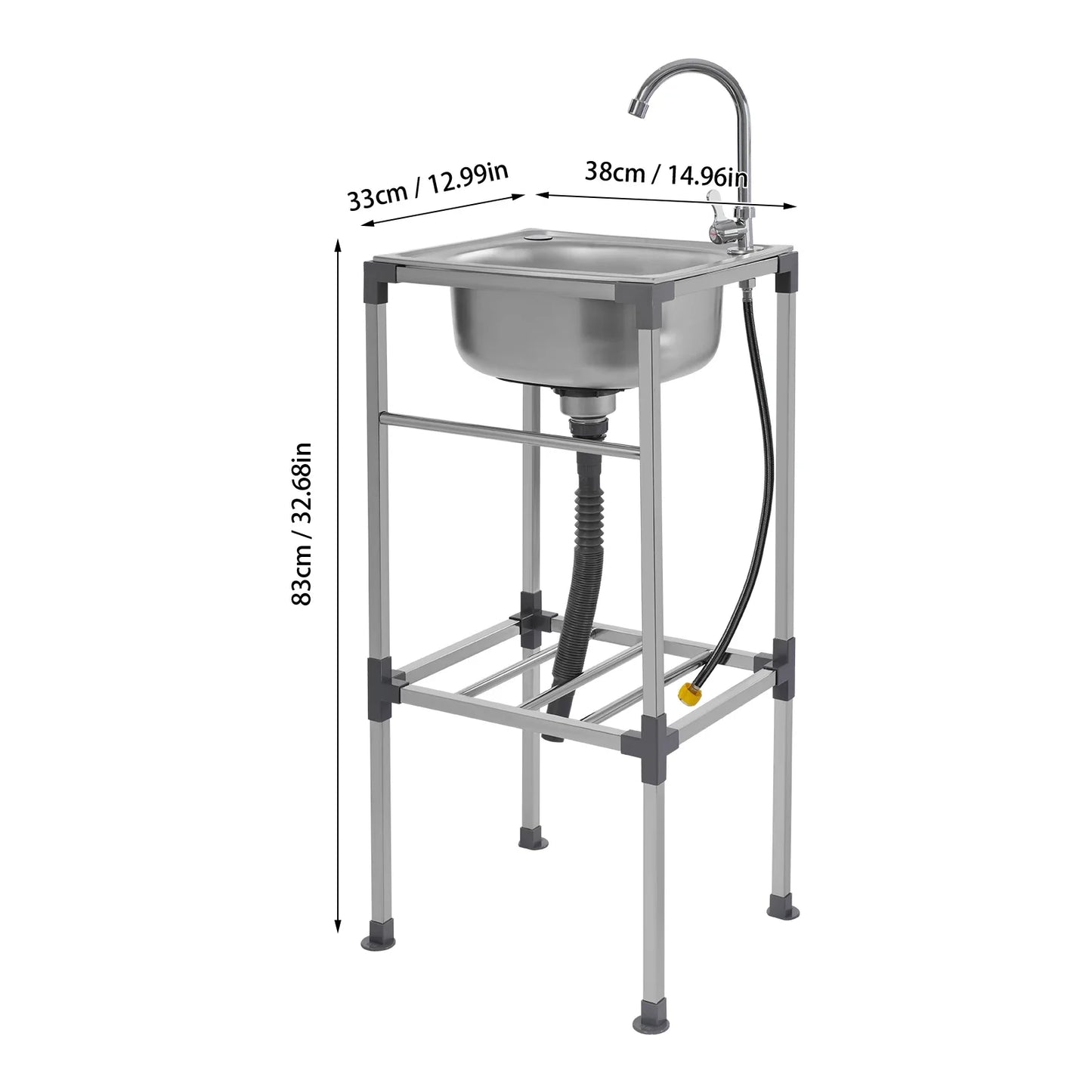 Silver Kitchen Sink,Freestanding Stainless Steel Sink,Easy To Clean,High Stability Simple Installation Sink