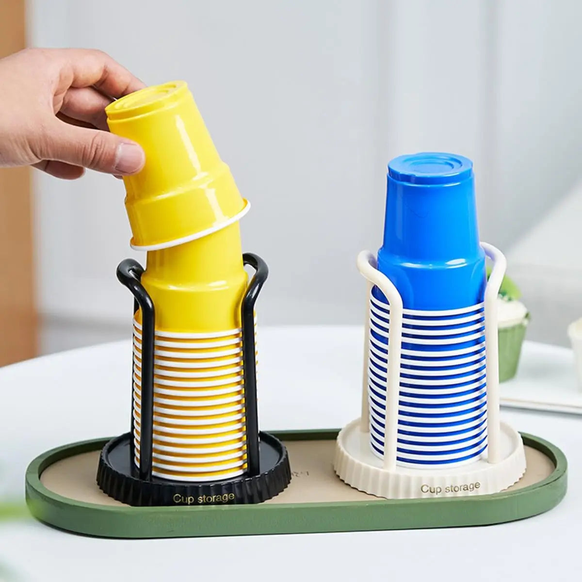 4 PACK Bathroom Cup Dispenser, Plastic Cup Holder, Disposable Cup Holder, Cup Dispenser for Restaurant, Coffee