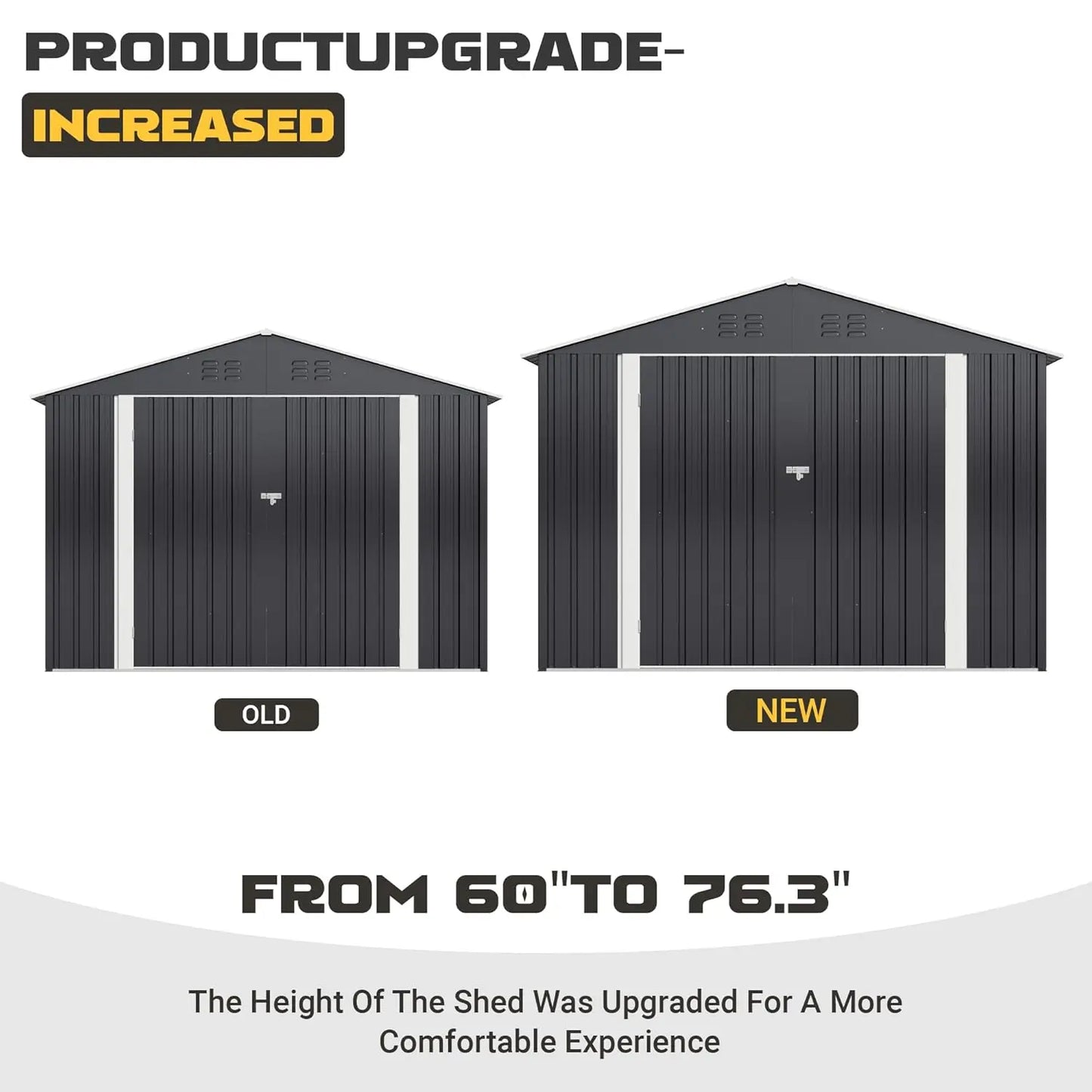 8x12 FT Metal Outdoor Storage Shed, Updated Frame Structure Tool Shed for Backyard Garden Patio Lawn, Customized