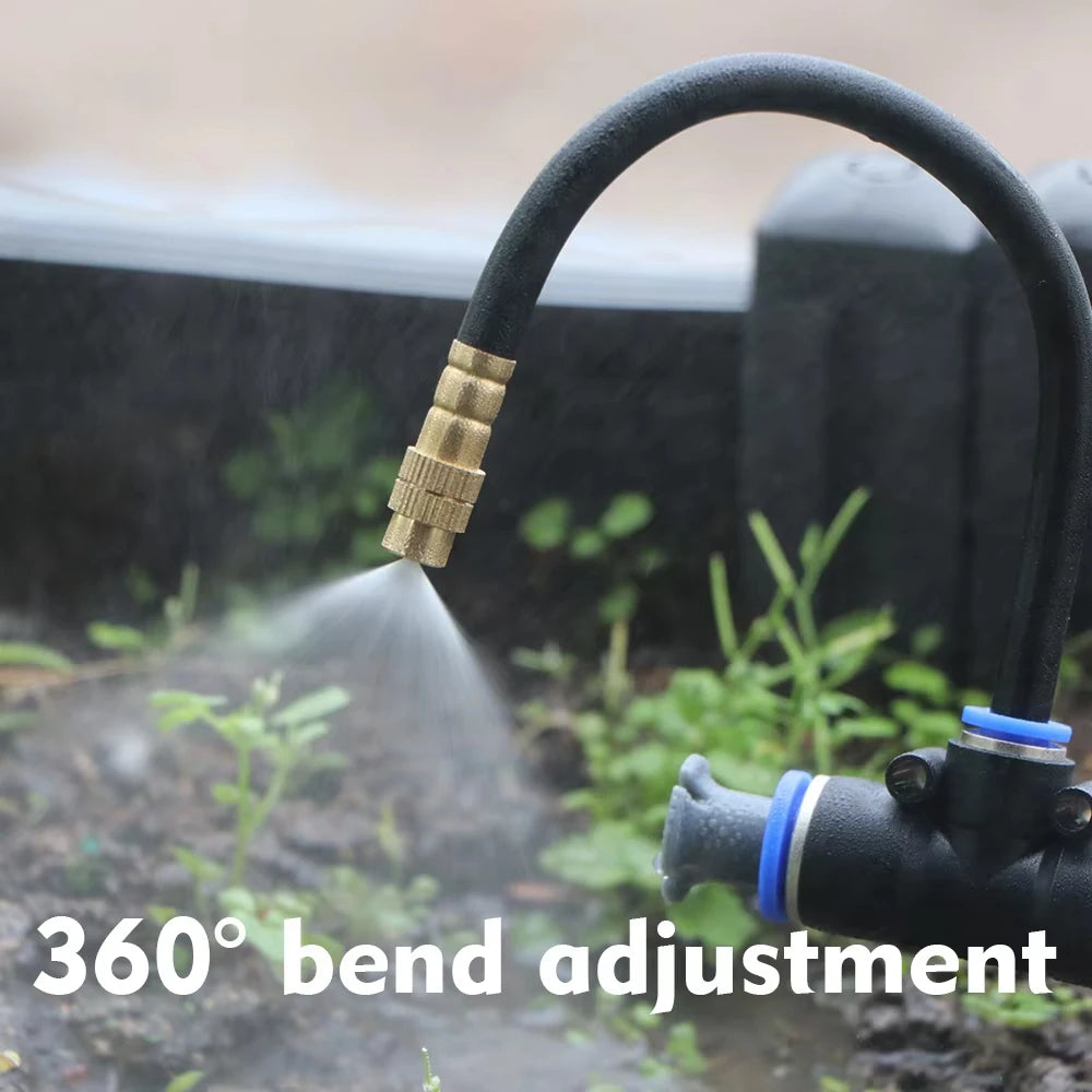 Garden Programmable Timer Misting Cooling System 360° Free-bend Misting Nozzle Adjustable Atomizer Sprayer Outdoor Watering Kits