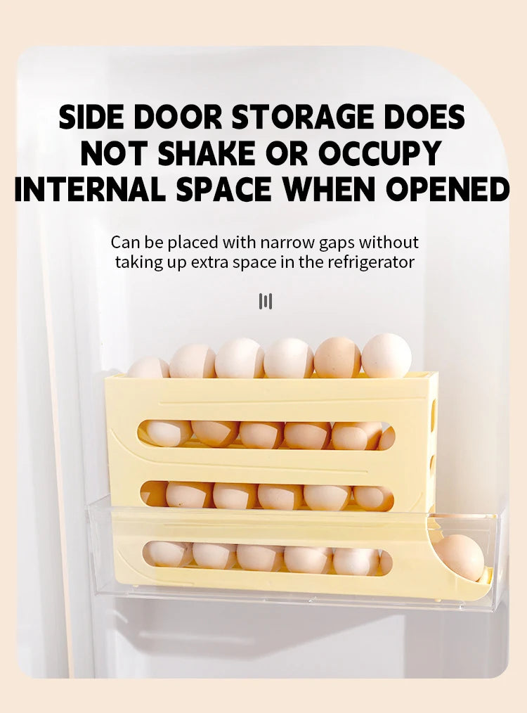 NASAN Egg Holder Egg Dispenser Auto Rolling Egg Tray Storage Organizer Space-Saving Egg Roller Rack 4 Tier Rolling Egg Holders