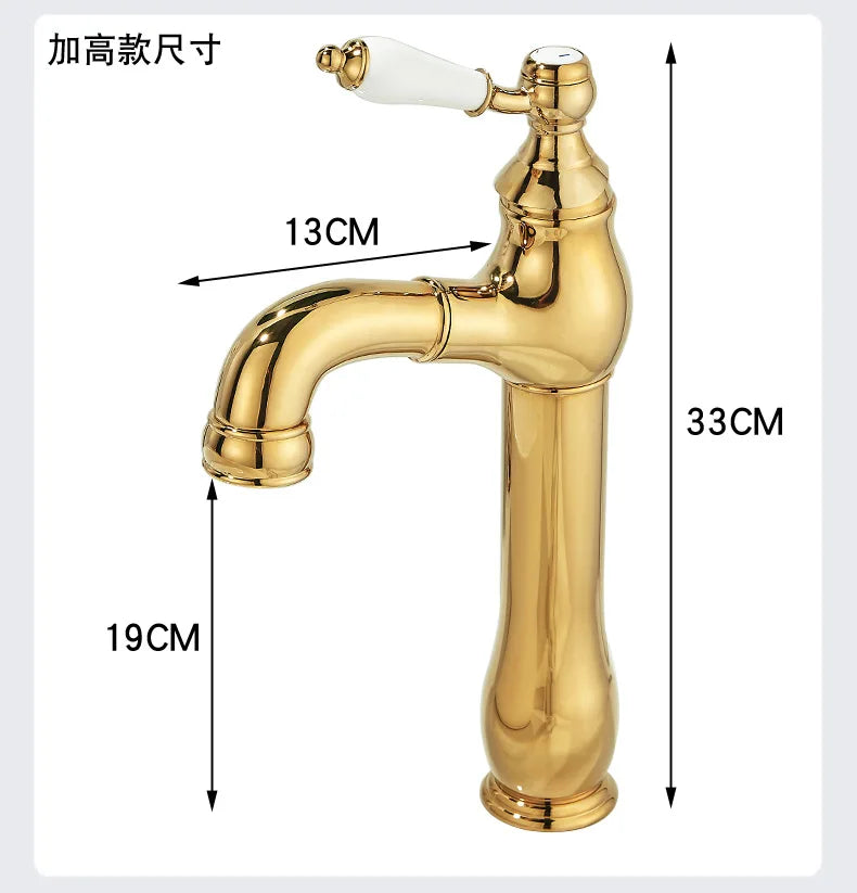 Gold Bathroom Ceramic handle Basin Faucets Pull Out Mixers Sink Faucet Washbasin Taps Water Tap Tapware Crane Brass Material