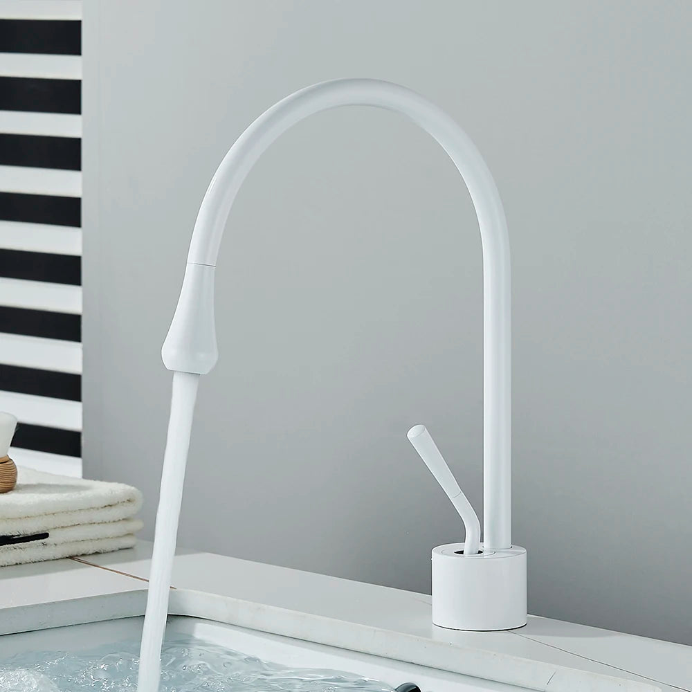 Modern Basin Faucet Bathroom Sink Faucets 360 Rotation Deck Mounted Bathroom Faucet Hot Cold Water Tap Crane For Kitchen Or Bath