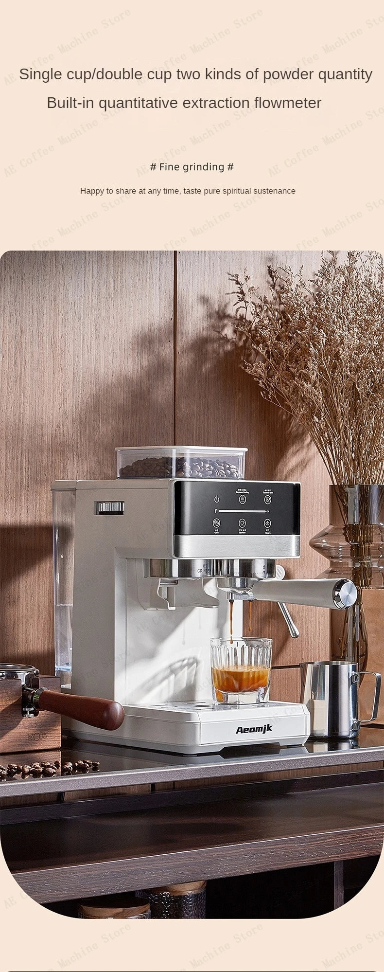 Semi-automatic Grinding and Extraction Espresso Machine, Steam milk espresso coffee machine, Can Extract Cold/hot Coffee