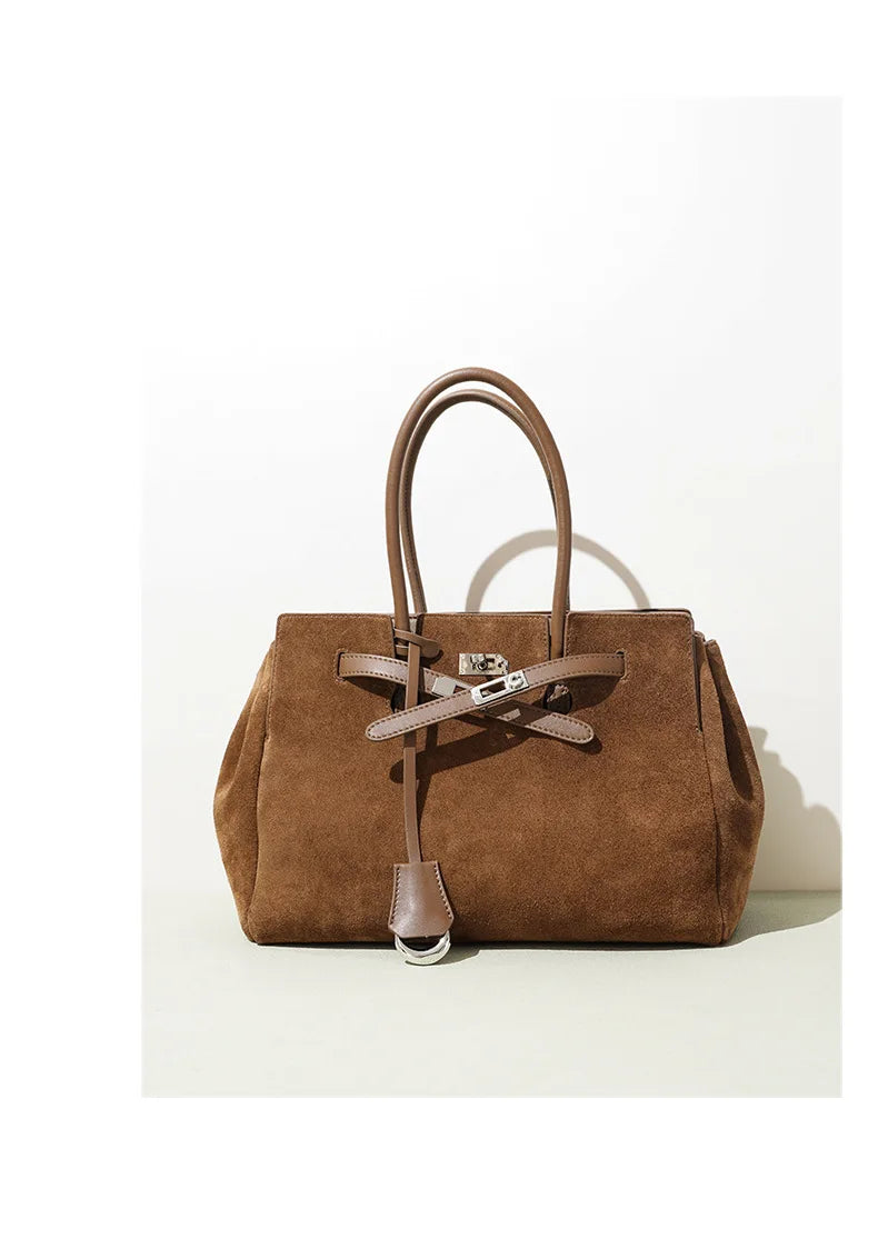 Early Autumn Retro Suede Tote Bag Women's New Versatile Single oulder Bag Commuter Bag Handbag for Outdoor Use