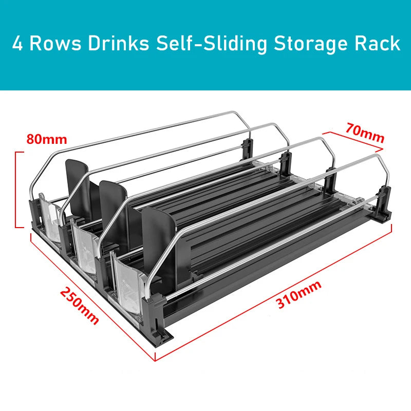 Drinks Self-Sliding Storage Rack Refrigerator Drink Organizer Soda Kola Beer Can Dispenser Adjustable Width Kitchen Organizer