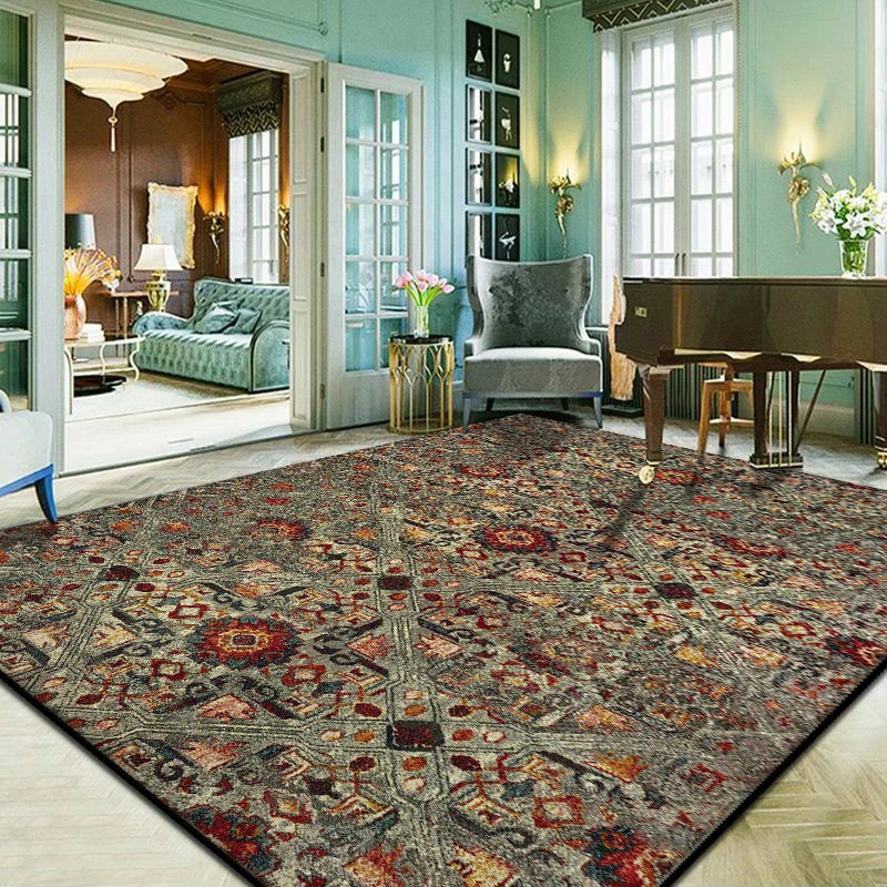Persian Style Easy Cleaning Carpet for Living Room Retro Room Decoration Aesthetic Non-slip Lounge Rug European Tatami Mat