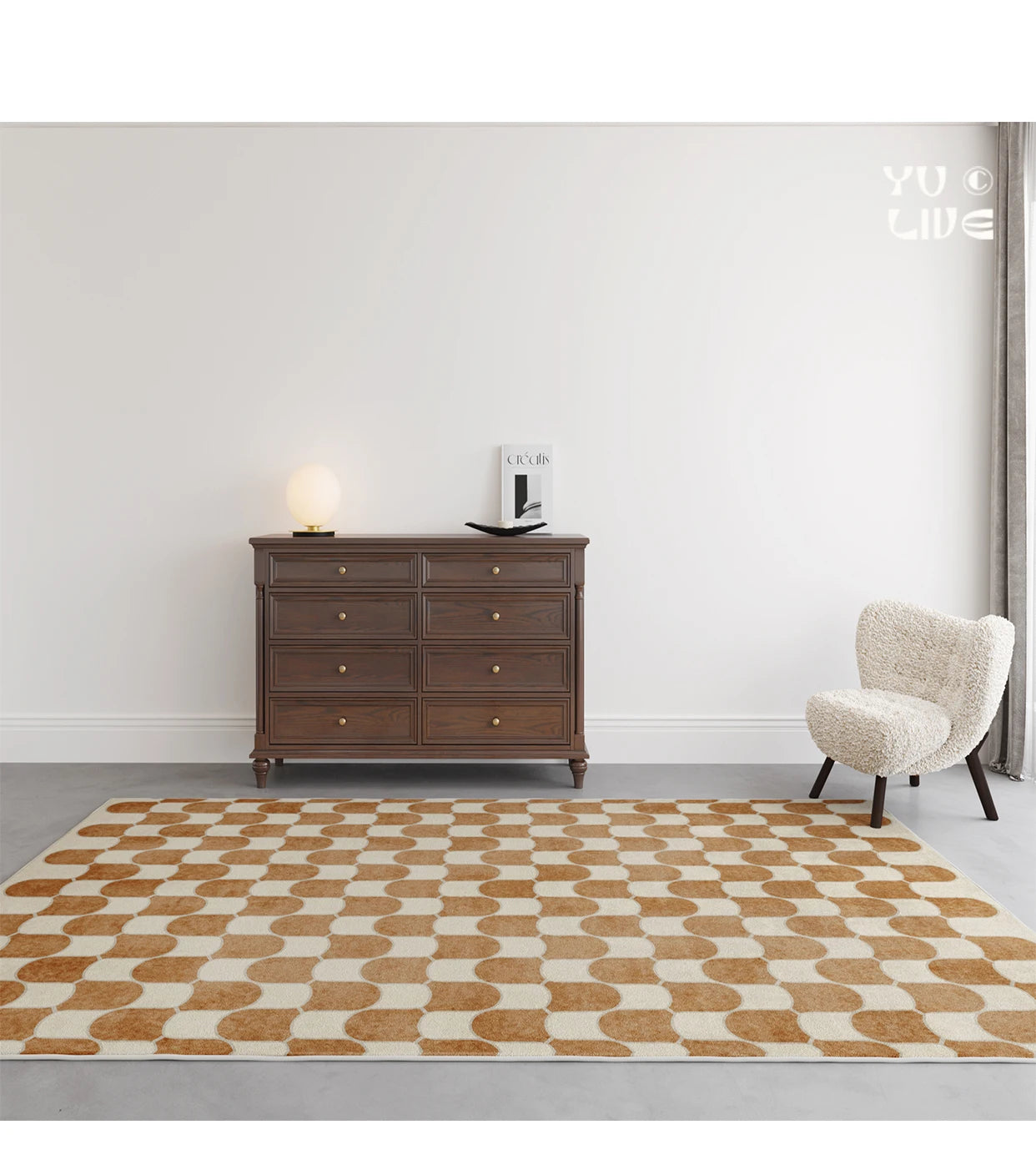 French Retro Rugs for Bedroom Checkerboard Living Room Decoration Carpet Ins Wind Plaid Bedside Floor Mat Large Area Plush Rug